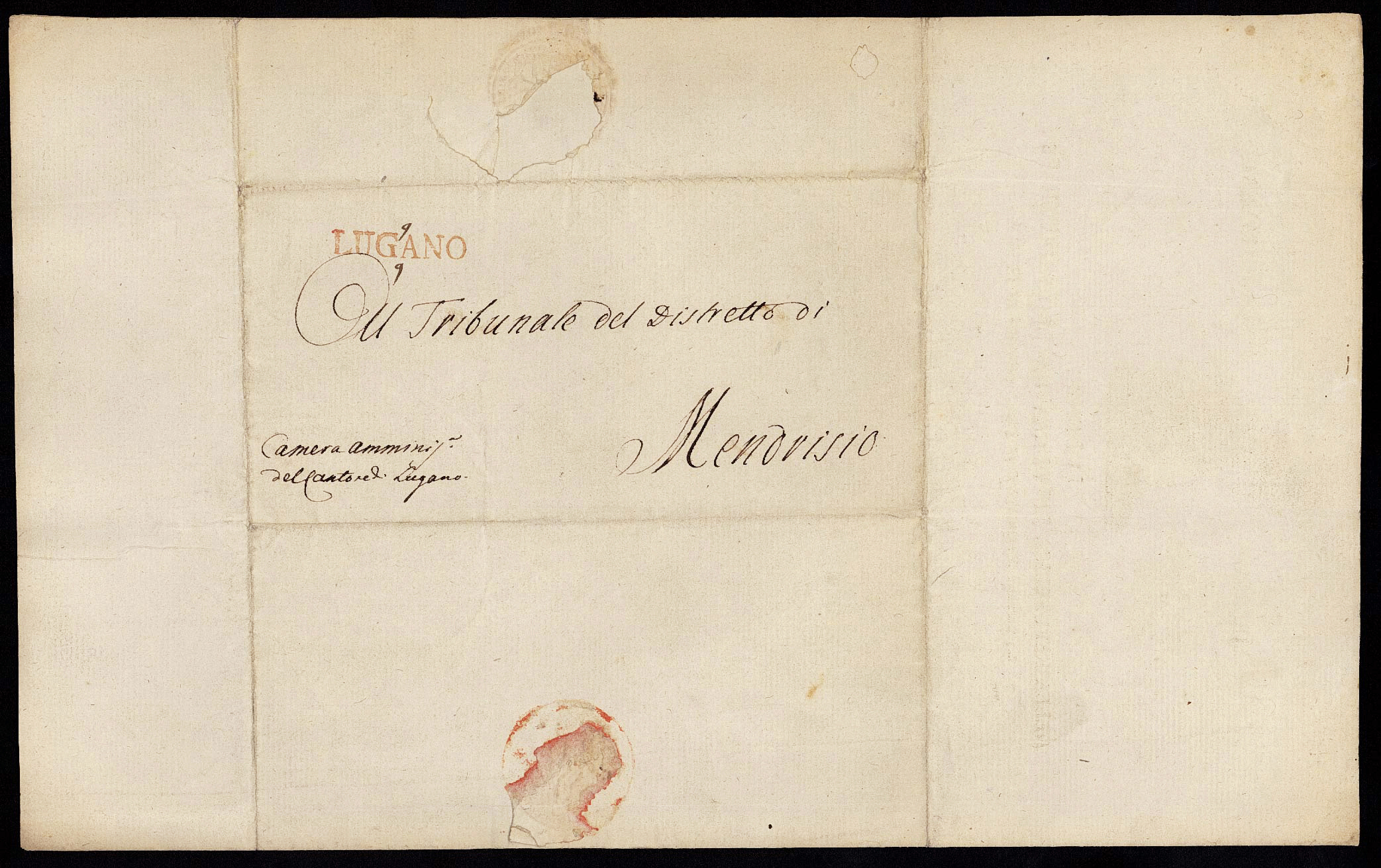 Referenz: verwaltungskammer-des-kantons-lugano-schones-dok-mit-rarem-stempel