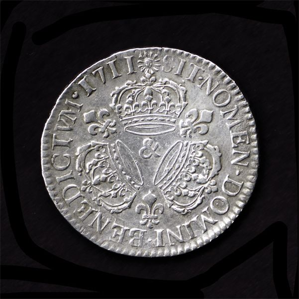 Referenz: demi-ecu-aux-trois-couronnes-louis-xiv-le-grand-ou-le-roi-soleil-1711