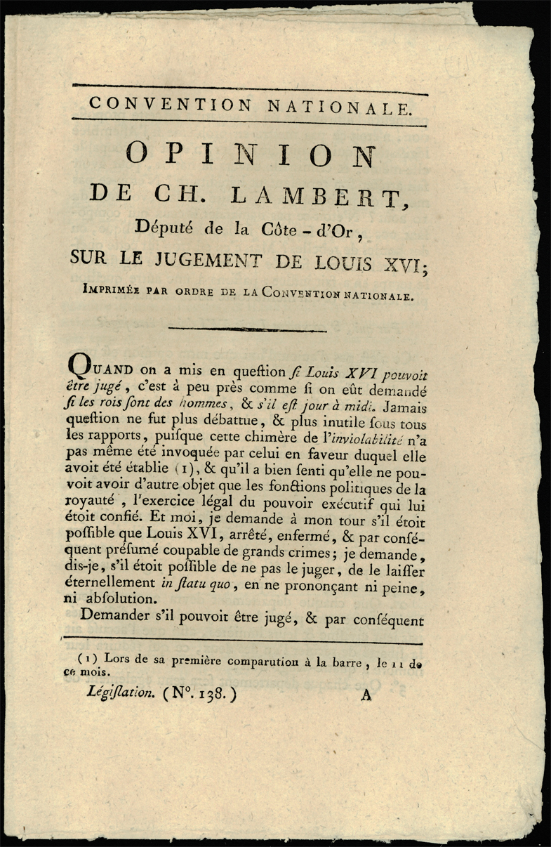 Referenz: opinion-du-depute-charles-lambert-sur-le-jugement-de-louis-xvi-convention-nationale