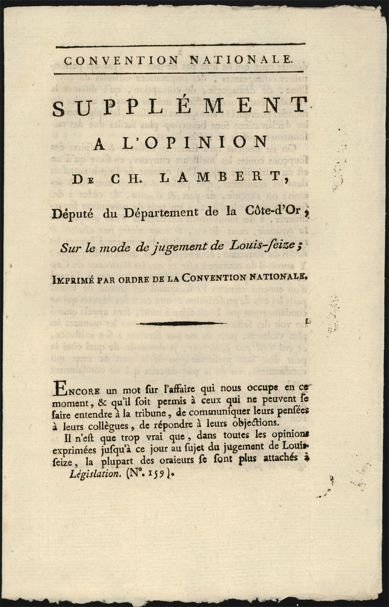 Referenz: supplement-a-l-opinion-de-charles-lambert-imprime-par-ordre-de-la-convention-nationale