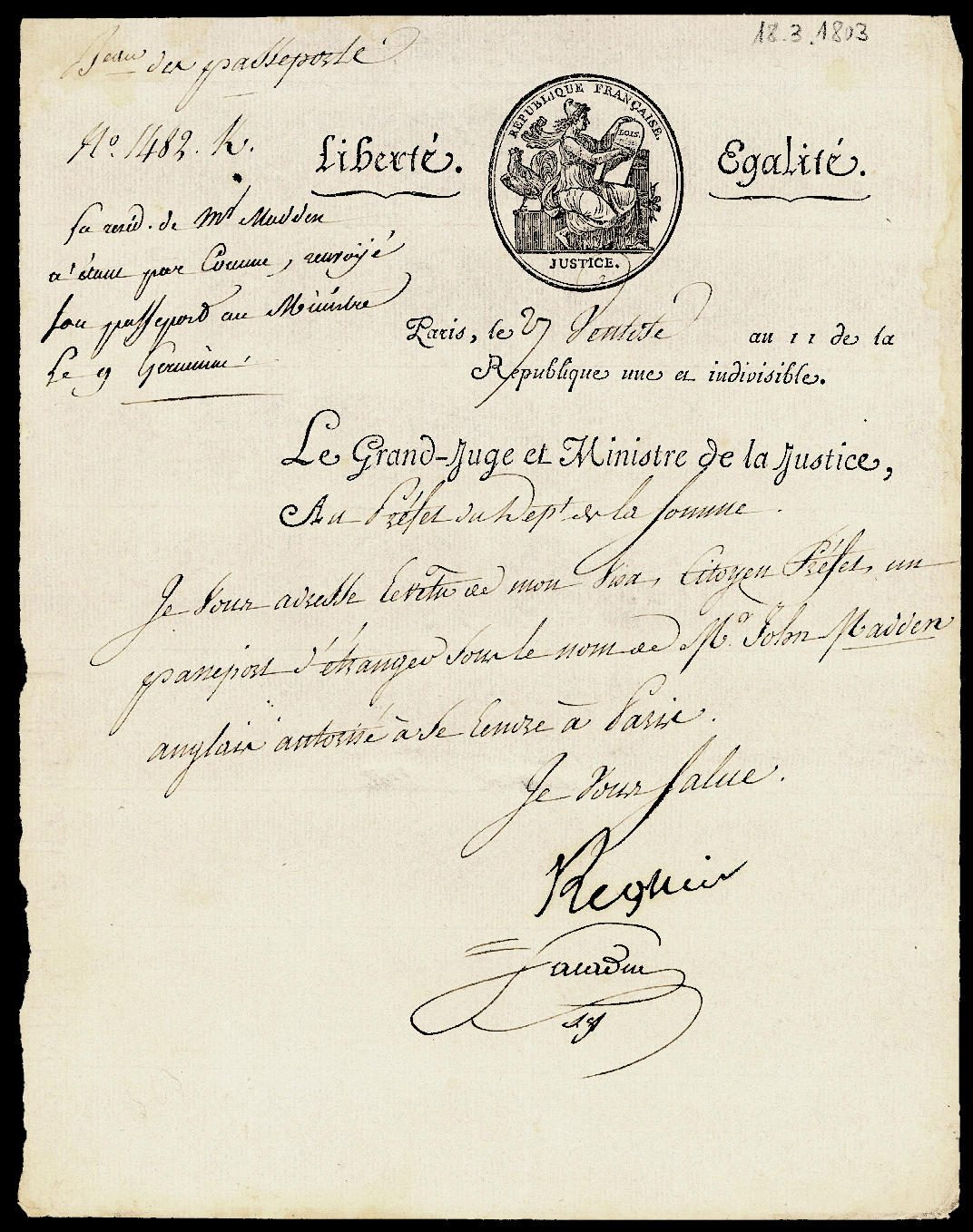 Referenz: regnier-claude-ambroise-ministre-de-la-justice-et-police-garde-des-sceaux-duc-de-massa