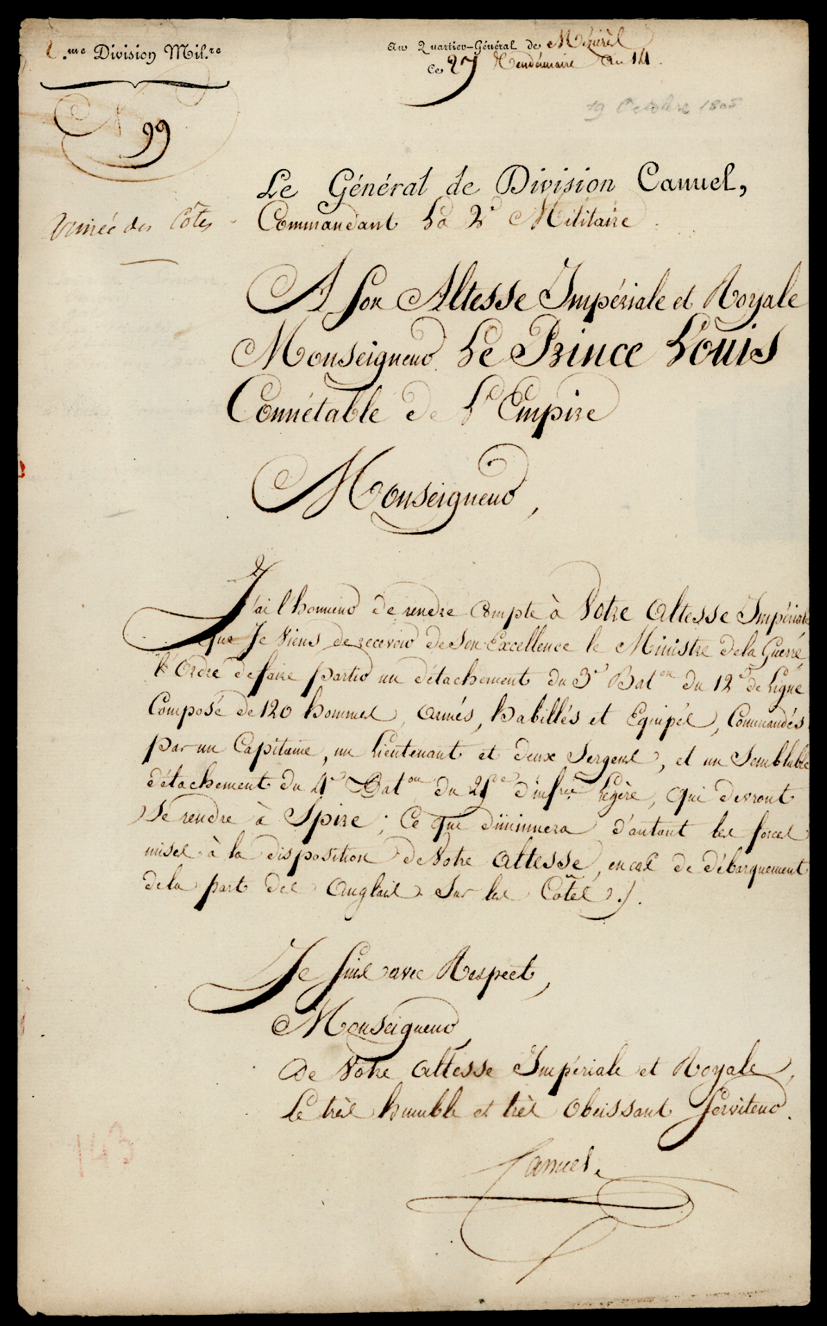 Referenz: canuel-simon-general-baron-gouverneur-en-westphalie-servit-contre-napoleon-en-vendee