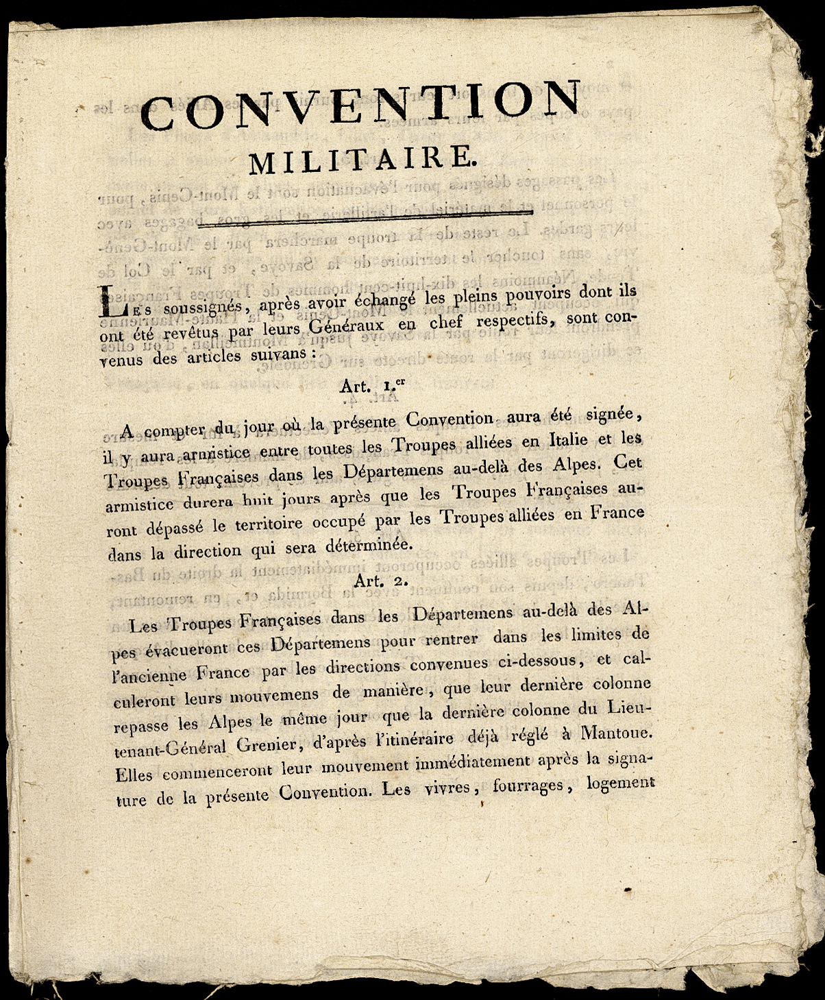 Referenz: convention-militaire-fait-a-turin-entre-les-troupes-alliees-en-italie-et-des-troupes-francais