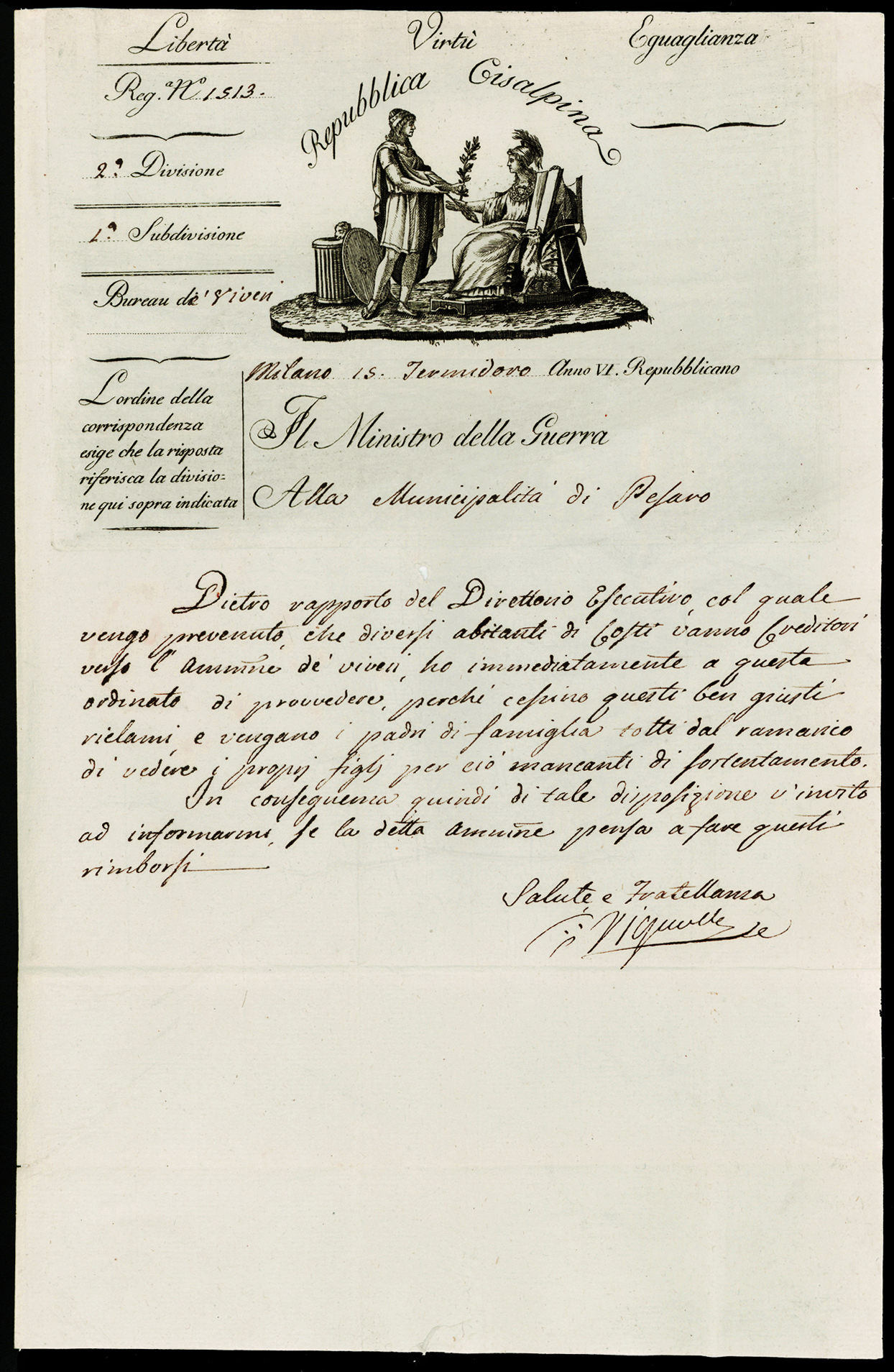 Referenz: vignolle-martin-ministro-della-guerra-kriegsminister-der-republik-cisalpina-1797-99