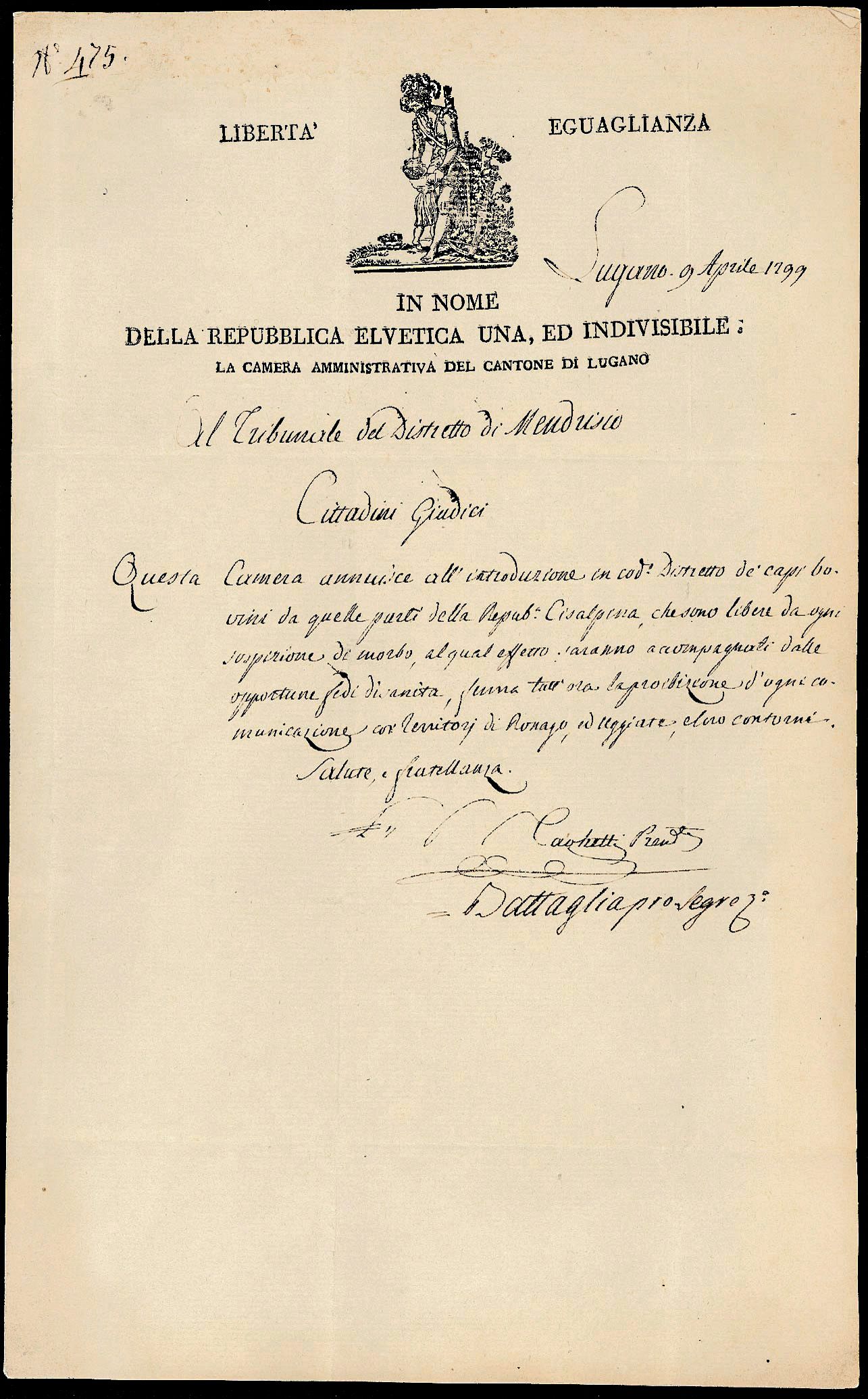 Referenz: verwaltungskammer-des-kantons-lugano-schones-dok-mit-rarem-stempel