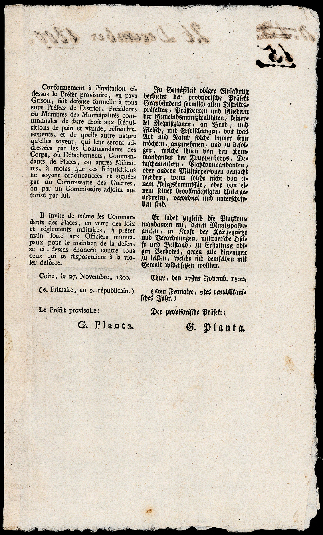 Referenz: planta-gaudenz-von-prov-prafekt-dampierre-achille-p-de-franz-adjutant-kommandant