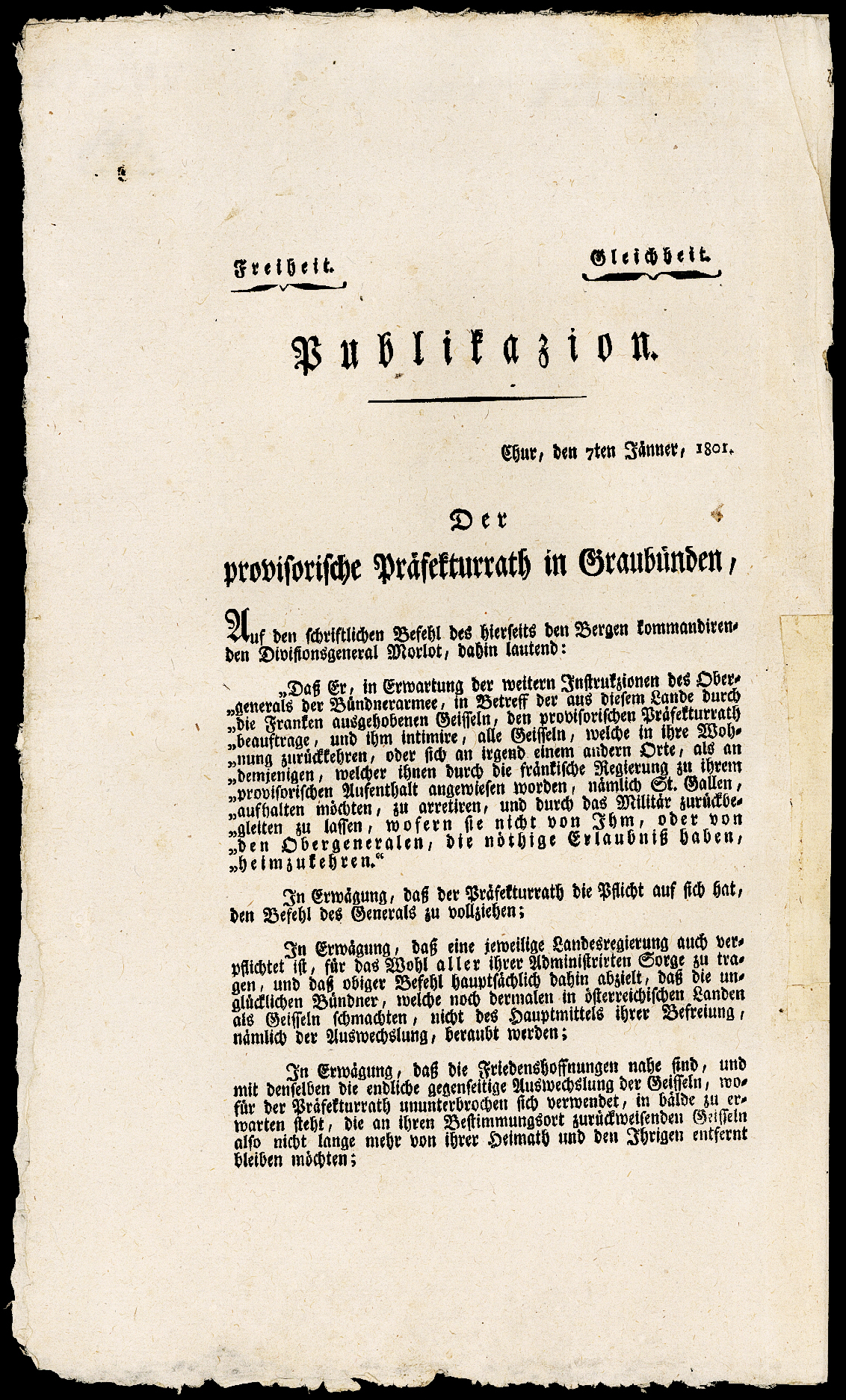 Referenz: morlot-antoine-franz-general-publikation-seiner-befehle-durch-joos-caderas