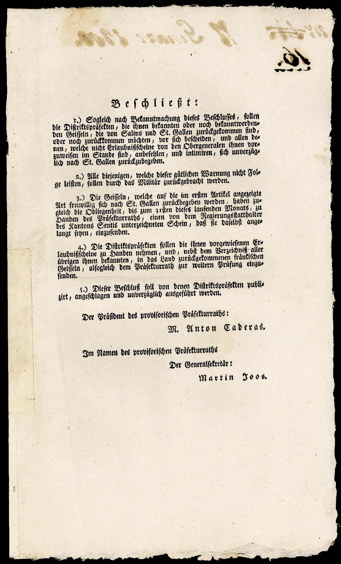 Referenz: morlot-antoine-franz-general-publikation-seiner-befehle-durch-joos-caderas