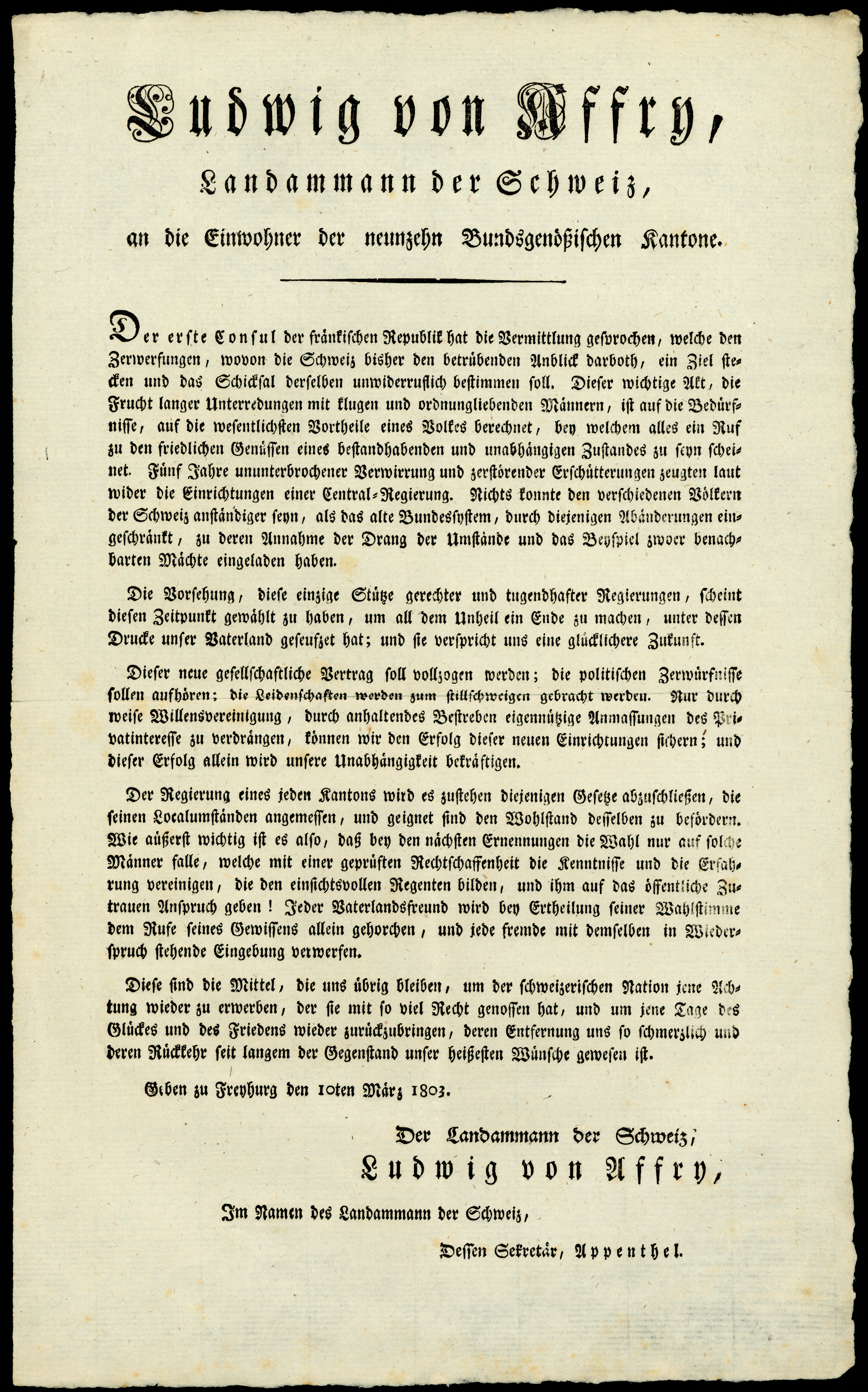 Referenz: affry-ludwig-von-landammann-der-schweiz-proklamation-an-19-kantone
