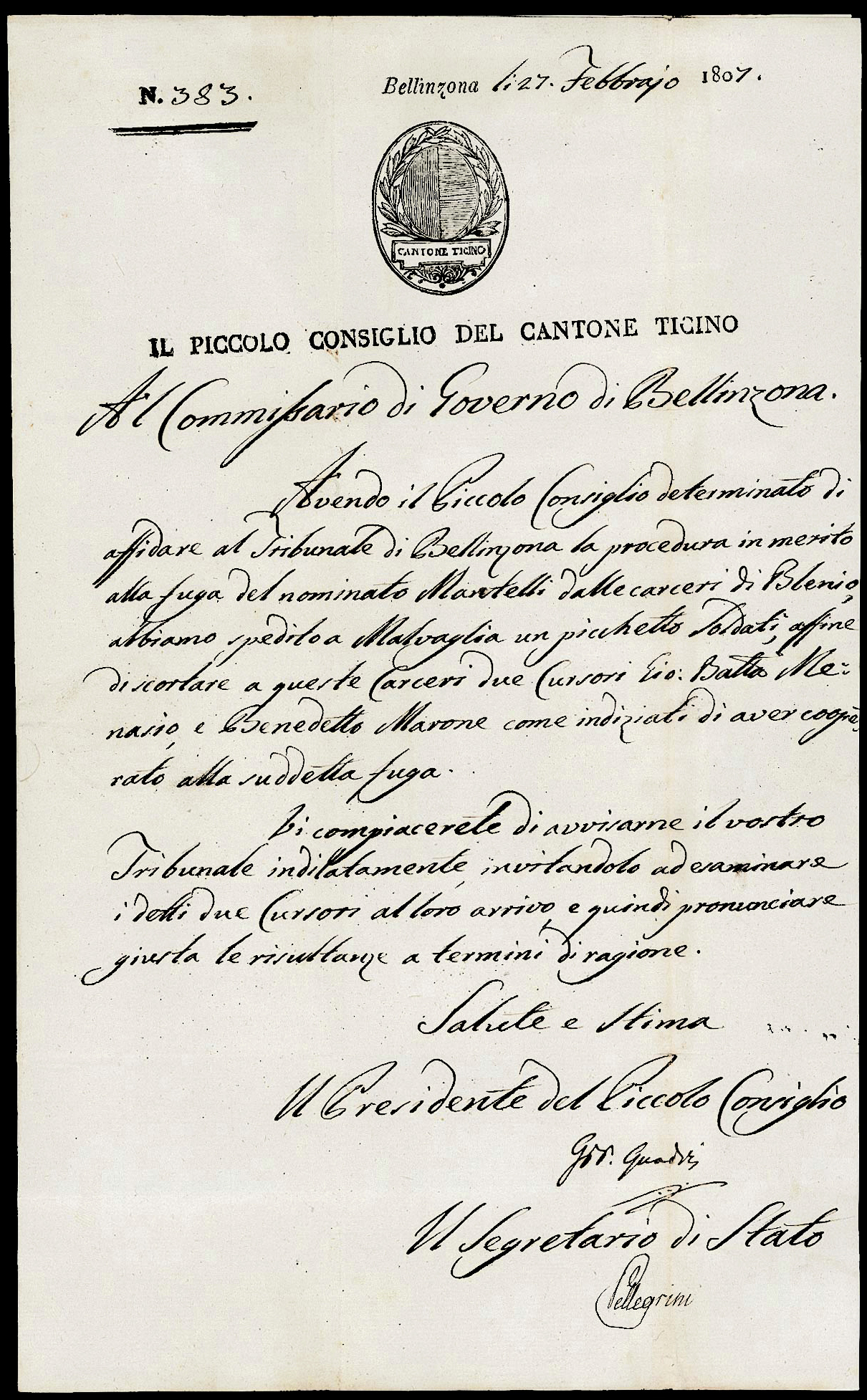 Referenz: quadri-giovanni-batista-prasident-des-kleinen-raths-in-bellinzona