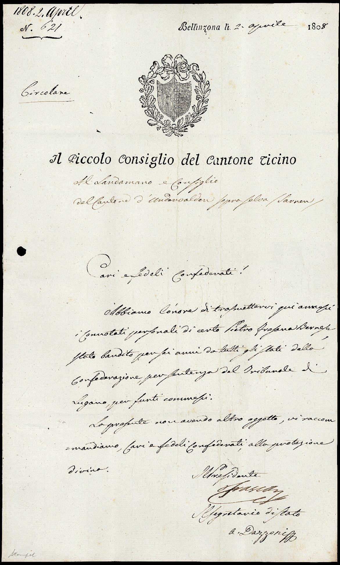 Referenz: frasca-pietro-prasident-des-kleinen-raths-des-kt-tessin-dazzoni-staatsschreiber